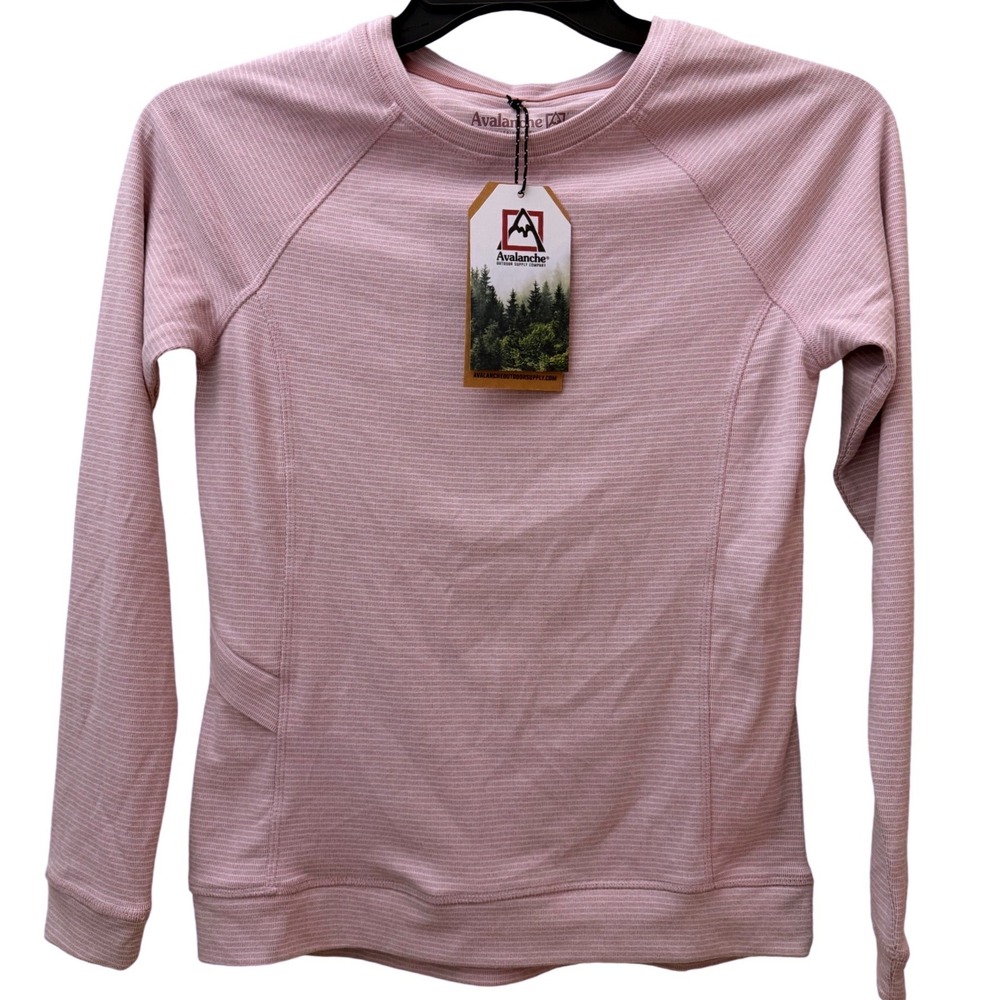 Avalanche Outdoor Supply Pink Micro Stripe Raglan Active Top Side Pocket XS NEW - Picture 6 of 7